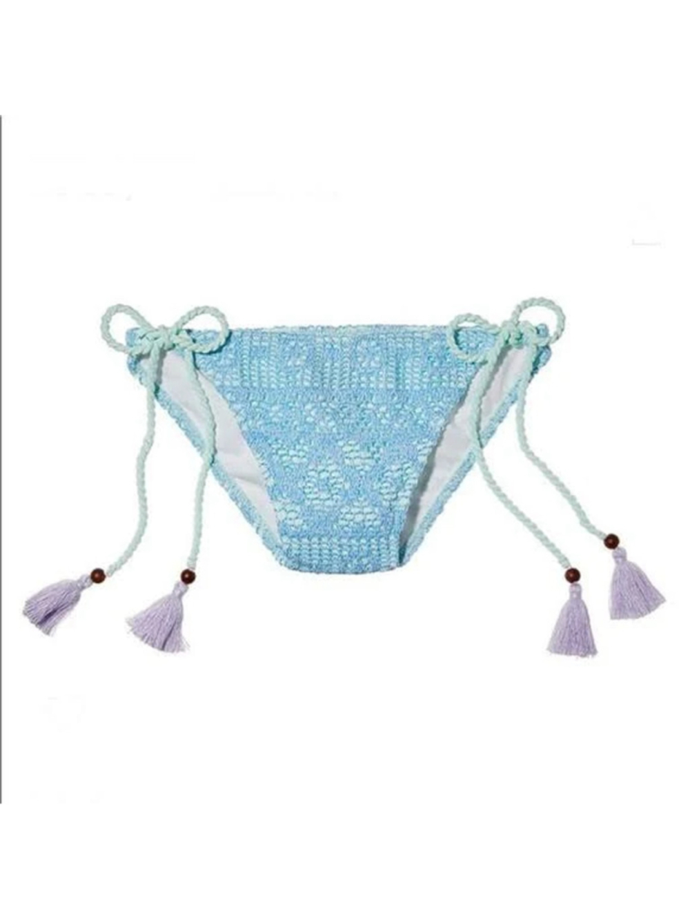 Victoria’s Secret blue bikini side tassel bottom size small NWOT